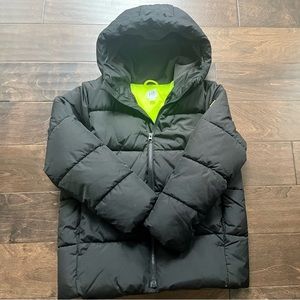 GAP kids puffer jacket size M 10-12 black green, fleece hoodie, like new